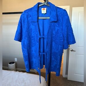 Farm Rio River Nature Tie Front Towel Shirt